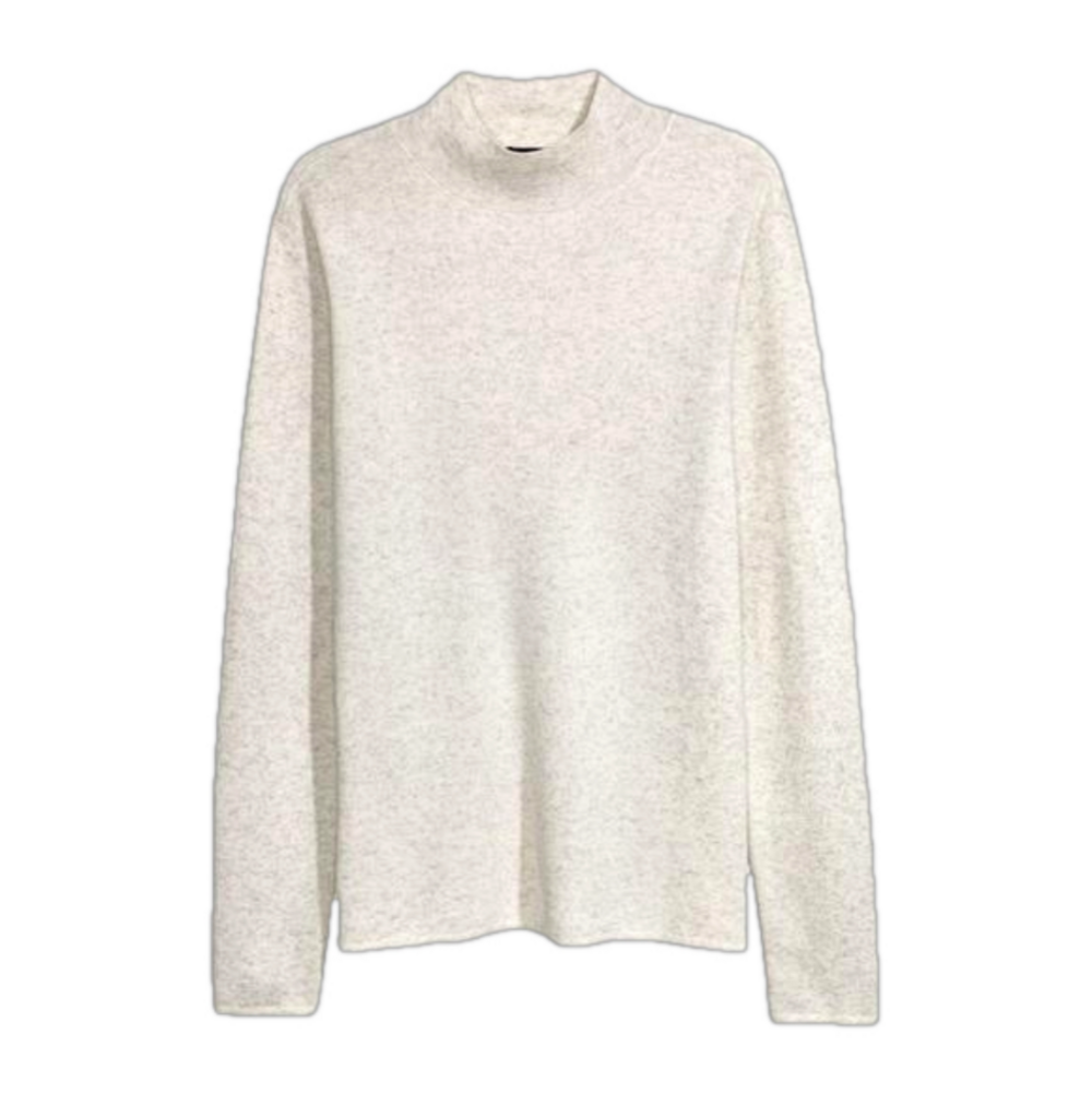 H&M Turtleneck Sweater Fine Knit Cream White XS